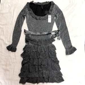 BCBGMaxAzria Grey Sparkle Knit Party Dress